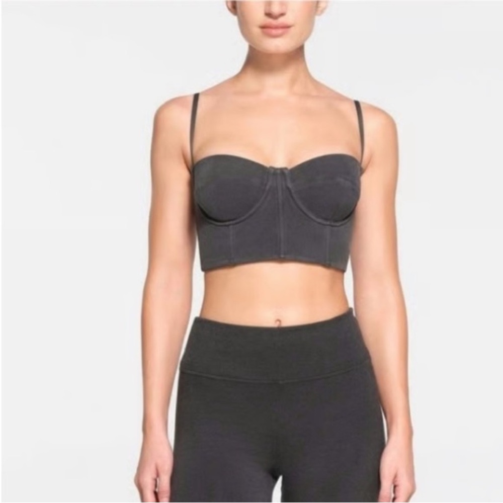 SKIMS Charcoal Longline Bustier Bralette